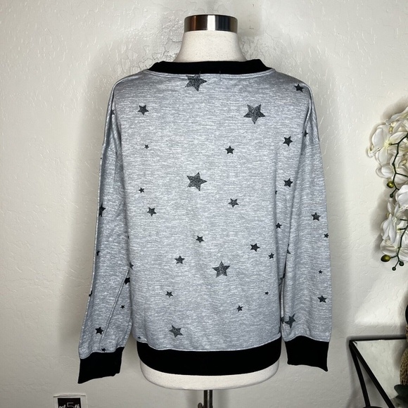 Splendid Womens Grey Heather Star Sweatshirt Long Sleeve Size M - Picture 3 of 6